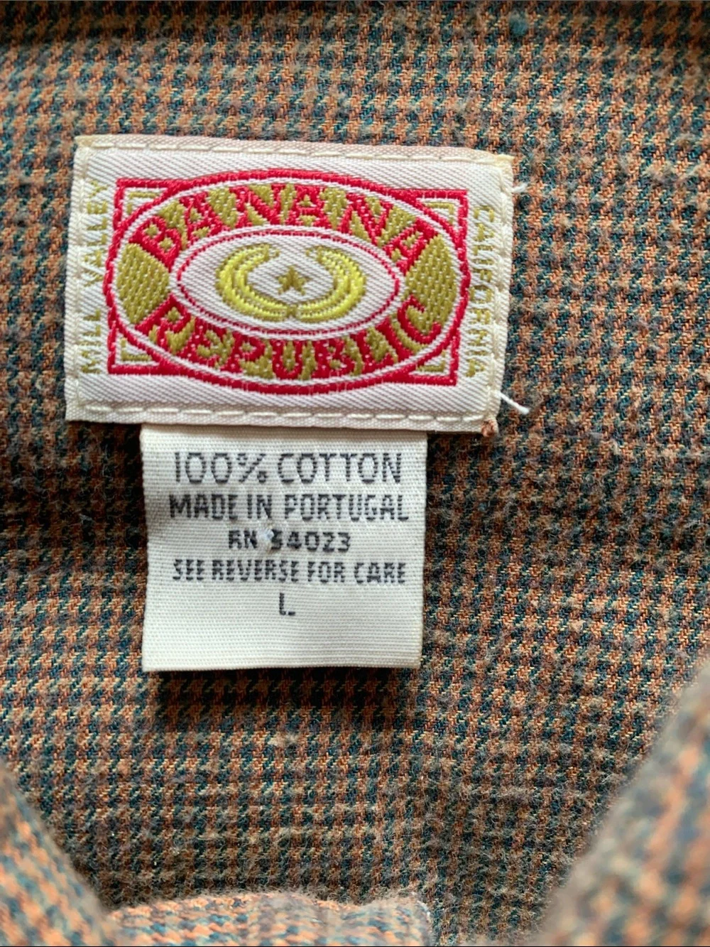 Vintage Banana Republic Men's Blue-Brown Lightweight Shirt Jacket Large Cotton